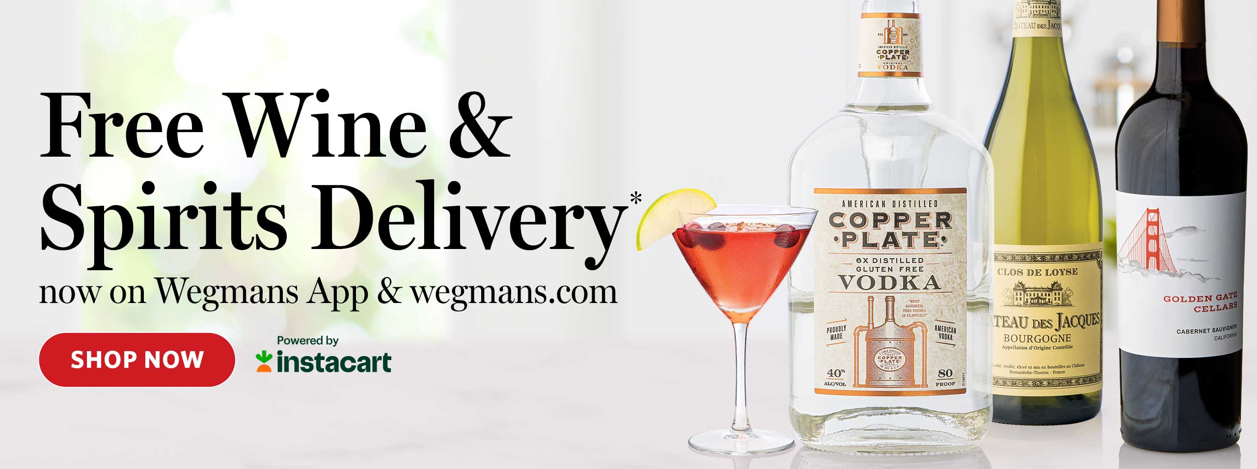 Free Wine & Spirits Delivery on the Wegmans app & wegmans.com