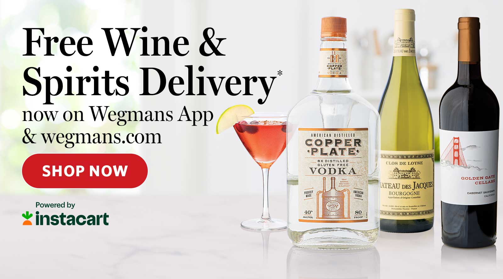 Free Wine & Spirits Delivery on the Wegmans app & wegmans.com